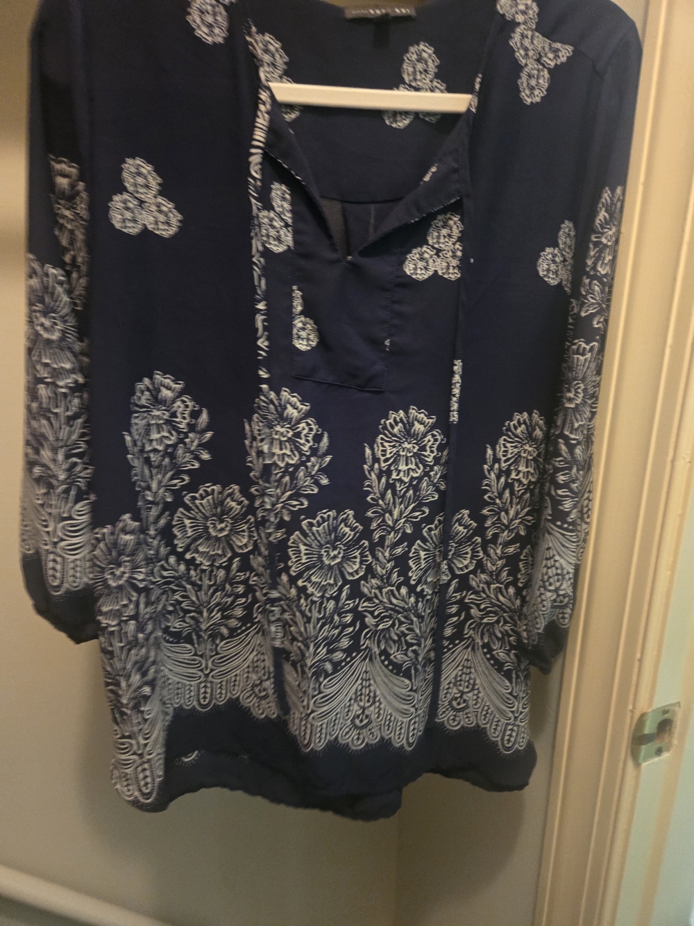 West Kei Navy Tunic with White Floral Border Print